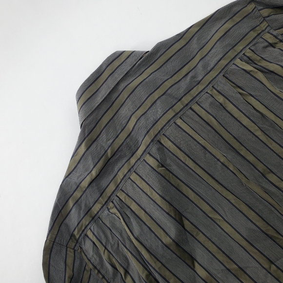Ermenegildo Zegna Shirt Green Blue Gray Button Down Mens L Pin Stripe L/S - Picture 9 of 10